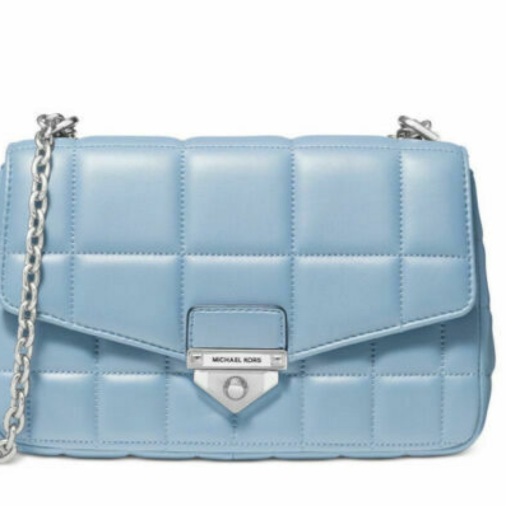 NWT Michael Kors Michael Kors Soho Chain Quilted Leather Chambray/Silver Should